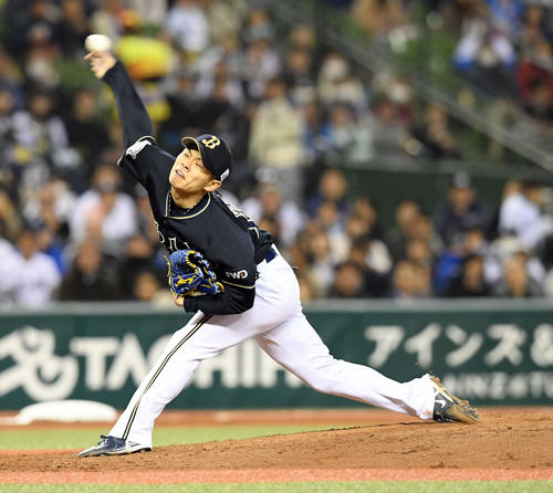西武対オリックス　オリックスの先発山岡（撮影・たえ見朱実）
