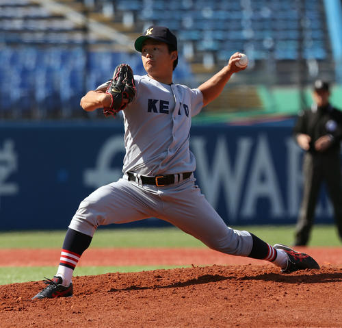 慶大対立大　7回1失点の好投を見せた慶大・高橋佑（撮影者・大野祥一）