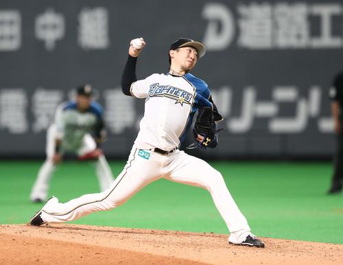 日本ハム対ロッテ　6回に登板の金子（撮影・黒川智章）