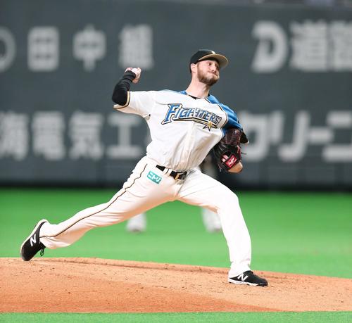 日本ハム対ロッテ　9回に登板のジャスティン・ハンコック（撮影・黒川智章）