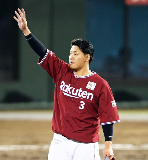 楽天浅村栄斗（2019年4月8日撮影）