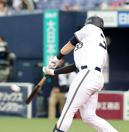 オリックス対日本ハム　4回裏オリックス無死、メネセスは右越え本塁打を放つ（撮影・佐藤翔太）　　