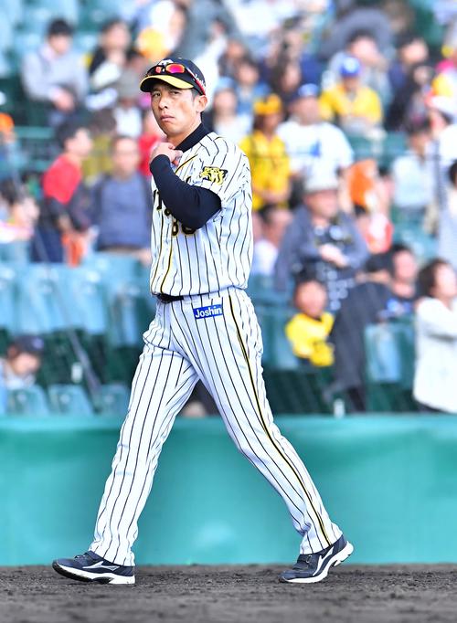 巨人に5連敗を喫し厳しい表情でベンチに引き揚げる矢野監督（撮影・上田博志）