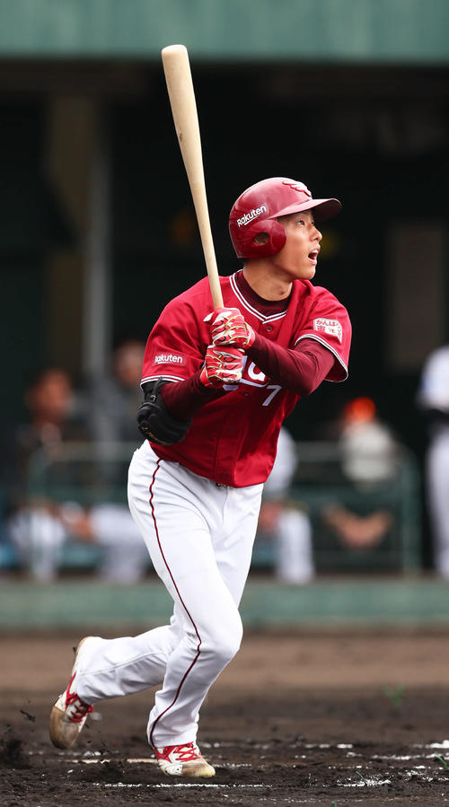 楽天辰己涼介（2019年2月14日撮影）