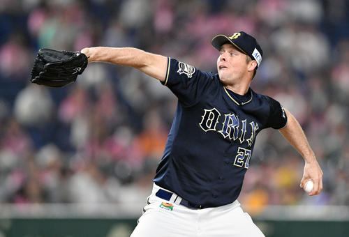 ソフトバンク対オリックス　オリックス先発で力投するアルバース（撮影・滝沢徹郎）