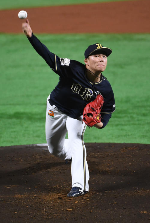 ソフトバンク対オリックス　オリックス先発の山本（撮影・今浪浩三）