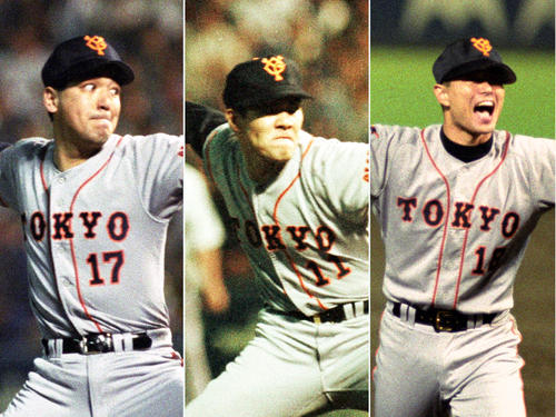 平成6年、中日との「10・8決戦」に登板した左から槙原寛己氏、斎藤雅樹氏、桑田真澄氏