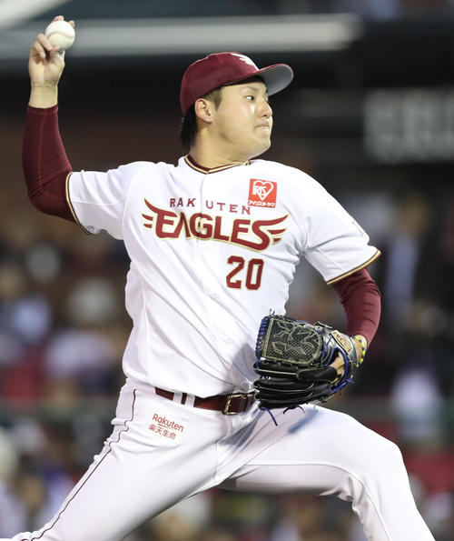 楽天対オリックス　力投する楽天先発の安楽（2019年4月19日）