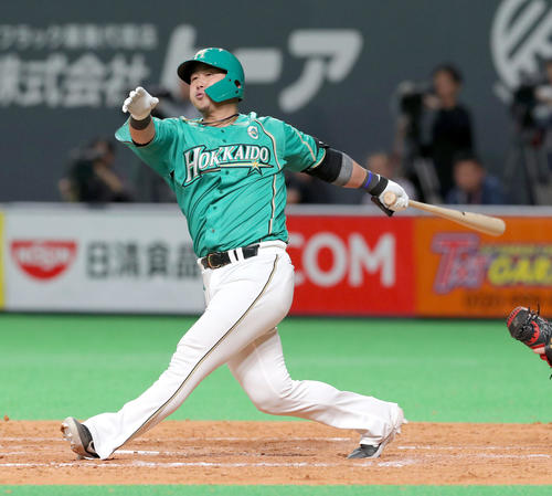 日本ハム対ソフトバンク　5回裏日本ハム無死、中田は三振に終わる（撮影・佐藤翔太）