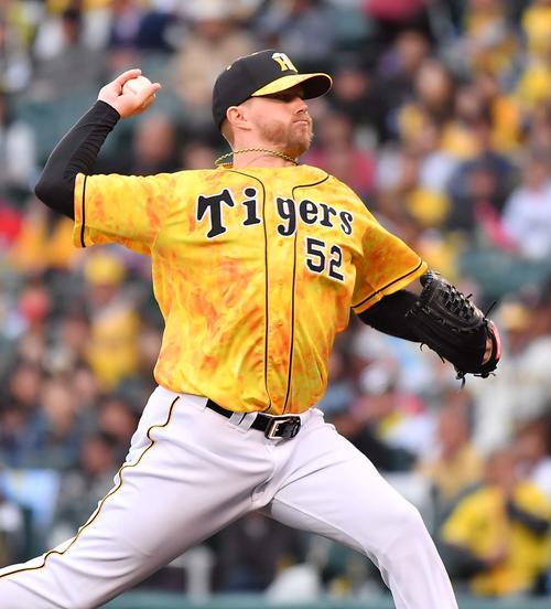 阪神対広島　阪神4番手のピアース・ジョンソン（撮影・上田博志）