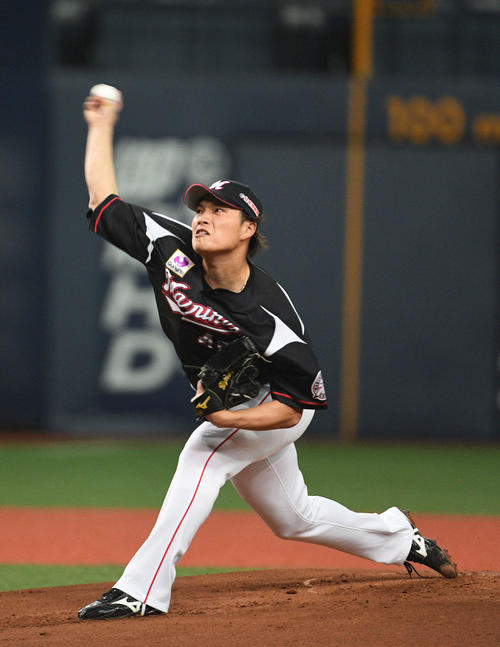 オリックス対ロッテ　ロッテ先発の岩下大輝（撮影・渦原淳）
