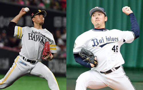 ソフトバンク千賀（左）とオリックス成瀬