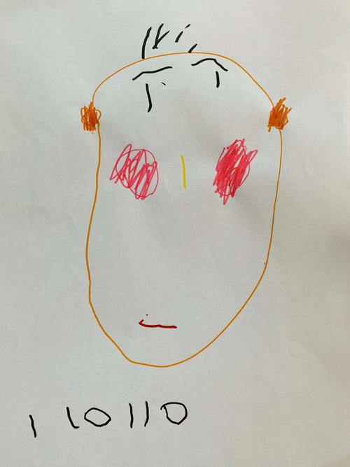 巨人高木の長女・由賀子ちゃんが描いたパパの似顔絵（本人提供）