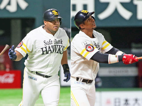 5回に5号ソロを放ったデスパイネ（左）と6回に3号ソロのグラシアル