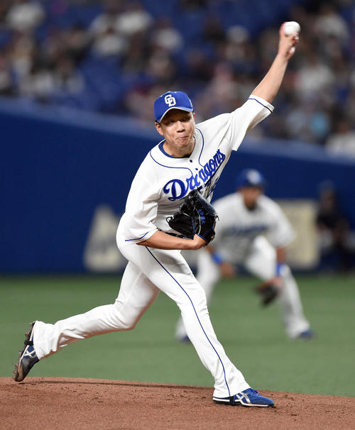 中日対広島　中日先発の大野（撮影・森本幸一）