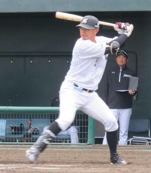 イースタン・リーグ日本ハム戦の9回先頭で代打に立ったロッテ福浦