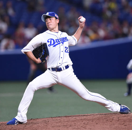 力投する中日先発の大野雄大（撮影・森本幸一）
