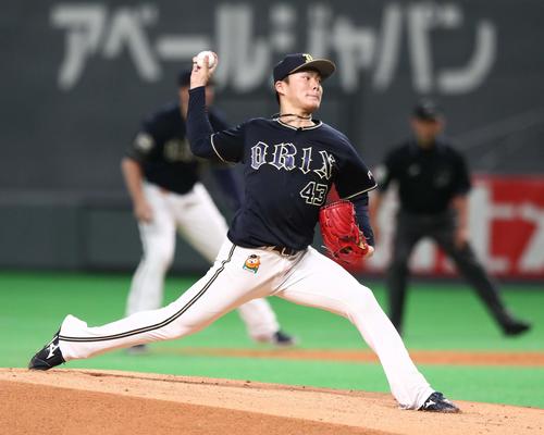 日本ハム対オリックス　オリックス先発の山本（撮影・黒川智章）