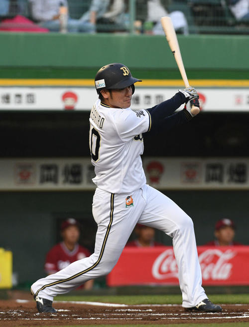 1回裏オリックス1死二塁、大城滉二は同点適時打を放つ（撮影・渦原淳）