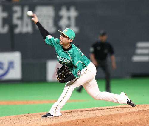 日本ハム対西武　5回に登板の金子（撮影・黒川智章）