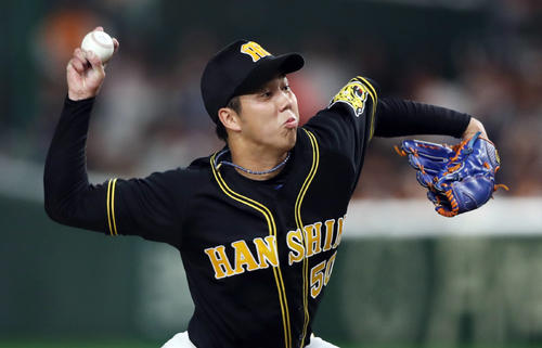 巨人対阪神　先発し力投する阪神青柳（撮影・前田充）