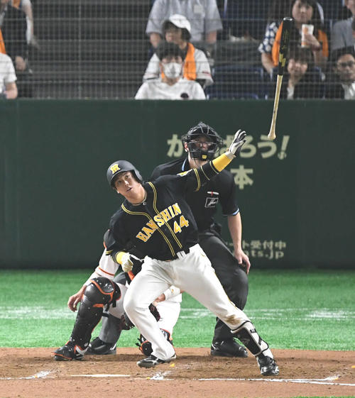 巨人対阪神　7回表阪神無死、梅野は左越えソロ本塁打を放つ。投手田口（撮影・山崎安昭）