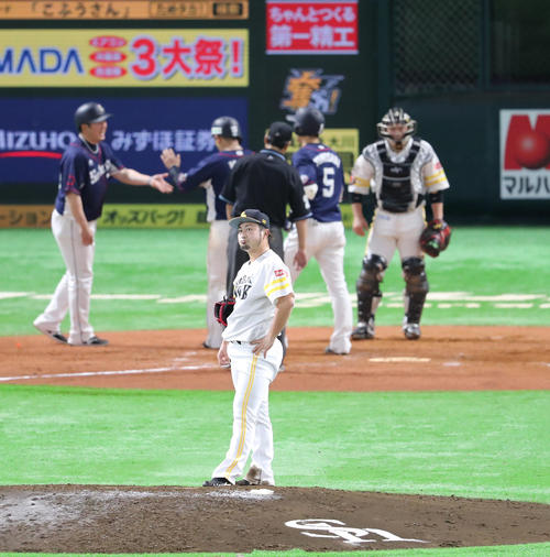 ソフトバンク対西武　9回表西武1死一塁、森は外崎に逆転2点本塁打を浴びる（撮影・梅根麻紀）