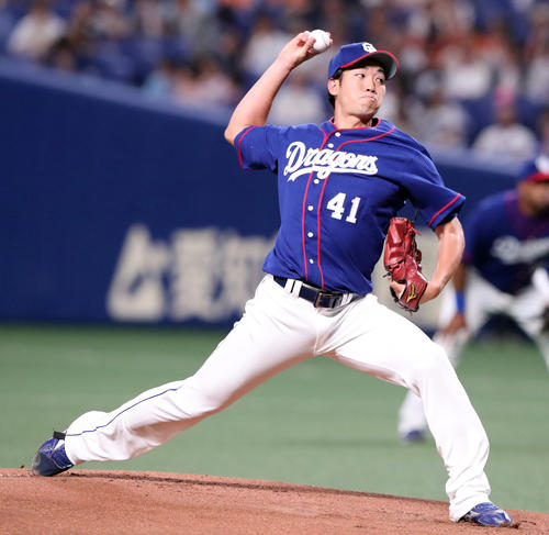 中日対巨人　中日先発の勝野（撮影・垰建太）