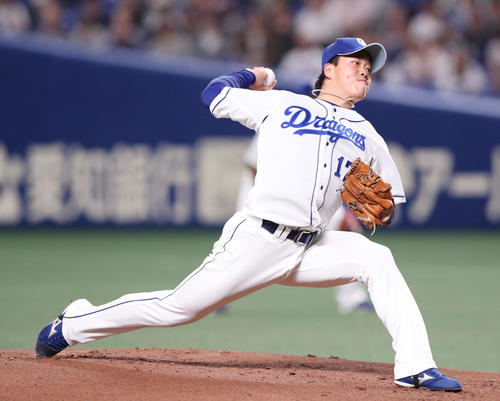 中日対巨人 中日先発の柳(撮影・垰建太)