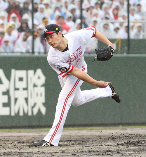 ソフトバンク対日本ハム　5回に登板した武田（撮影・梅根麻紀）