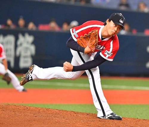 オリックス対西武　オリックス3番手の山崎福也（撮影・上田博志）