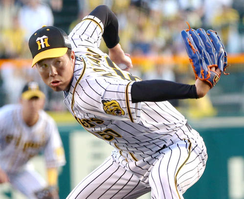 阪神対ヤクルト　阪神先発の青柳（撮影・上山淳一）