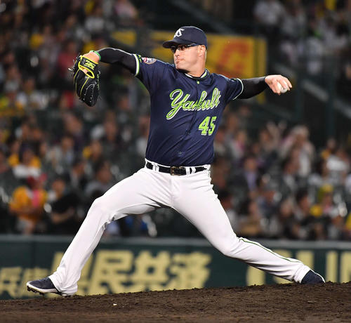 阪神対ヤクルト　ヤクルト3番手のハフ（撮影・上田博志）