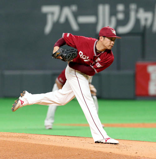 日本ハム対楽天　楽天先発の辛島（撮影・佐藤翔太）
