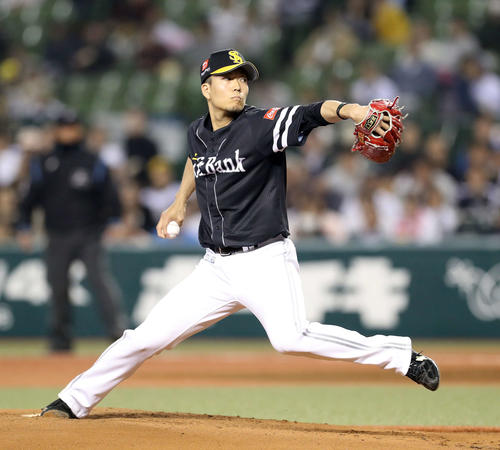 ソフトバンク千賀滉大（2019年4月19日撮影）
