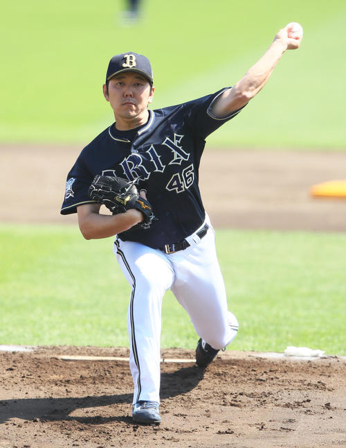 楽天対オリックス　力投するオリックス先発の成瀬（撮影・足立雅史）