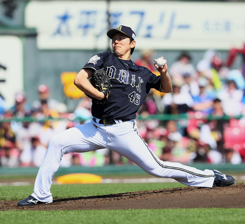 楽天対オリックス　力投するオリックス先発の成瀬（撮影・足立雅史）