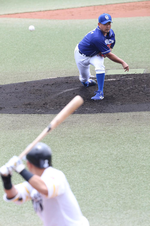 ウエスタン・リーグ　ソフトバンク対中日　先発した松坂大輔は2回を投げ無安打と好投（撮影・梅根麻紀）
