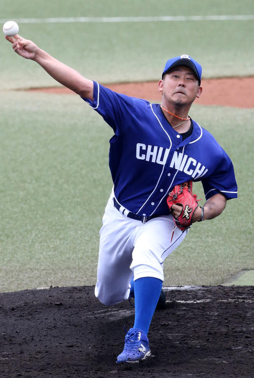先発した松坂は2回を投げて無安打と好投（撮影・梅根麻紀）