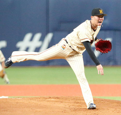 オリックス対ソフトバンク　7回無失点で3勝目を挙げたオリックス山本（撮影・上山淳一）