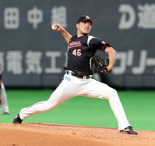 日本ハム対ロッテ　ロッテ先発の岩下（撮影・佐藤翔太）