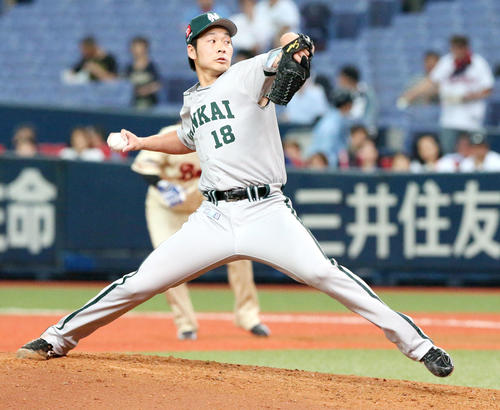 オリックス対ソフトバンク　6回、3番手で登板する武田（撮影・上山淳一）