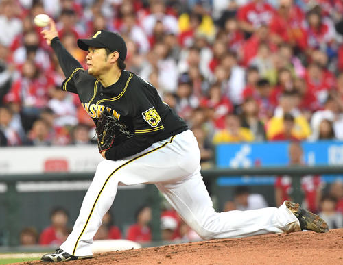 広島対阪神　阪神先発の西（撮影・奥田泰也）