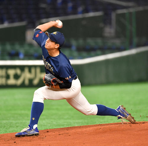 大工大対創価大　先発した創価大の杉山（撮影・柴田隆二）