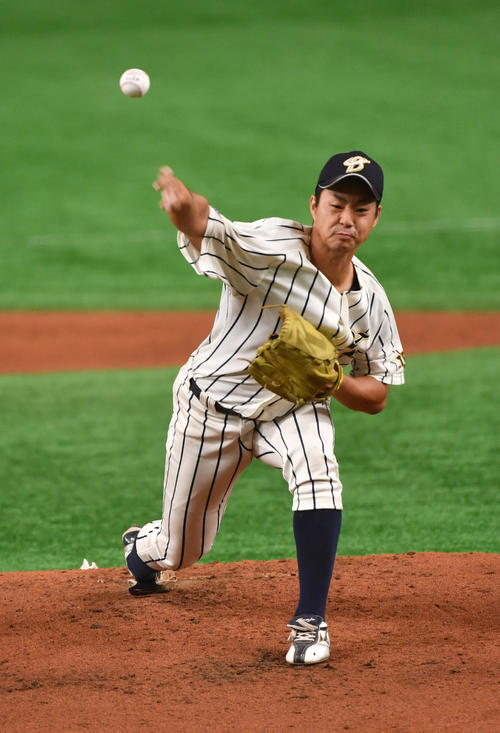 上武大対福井工大　先発の上武大・本定（撮影・柴田隆二）