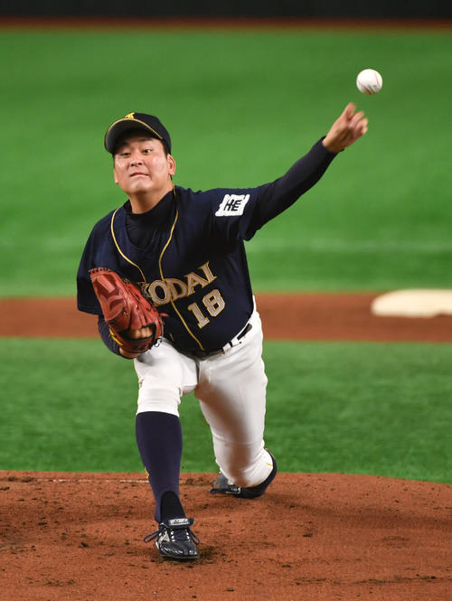 愛知工大対佛教大　先発した愛知工大・中村（撮影・柴田隆二）