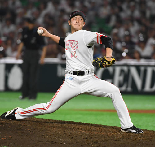 ソフトバンク奥村政稔（2019年4月7日撮影）