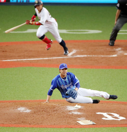 5回裏オリックス2死二塁、平良は小田に中前適時打を打たれ失点（撮影・加藤哉）