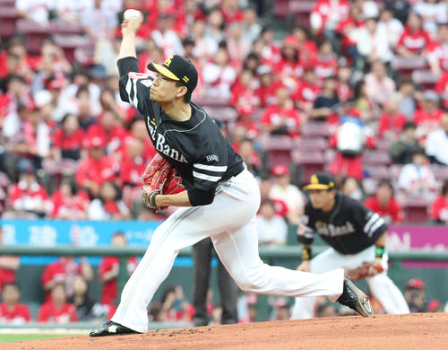 広島対ソフトバンク　ソフトバンク先発・千賀滉大（撮影・梅根麻紀）