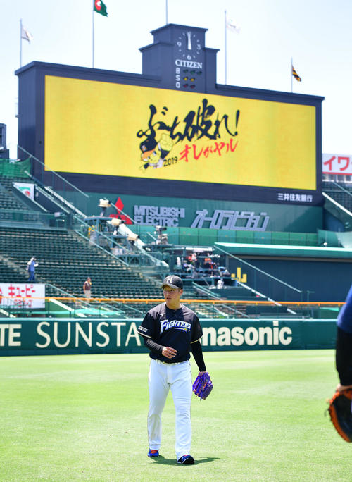 キャッチボールを行う吉田輝星（撮影・清水貴仁）